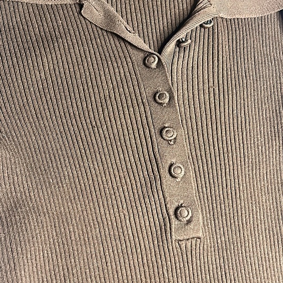 Ribbed Button Down Long Sleeve Top - Picture 5 of 7